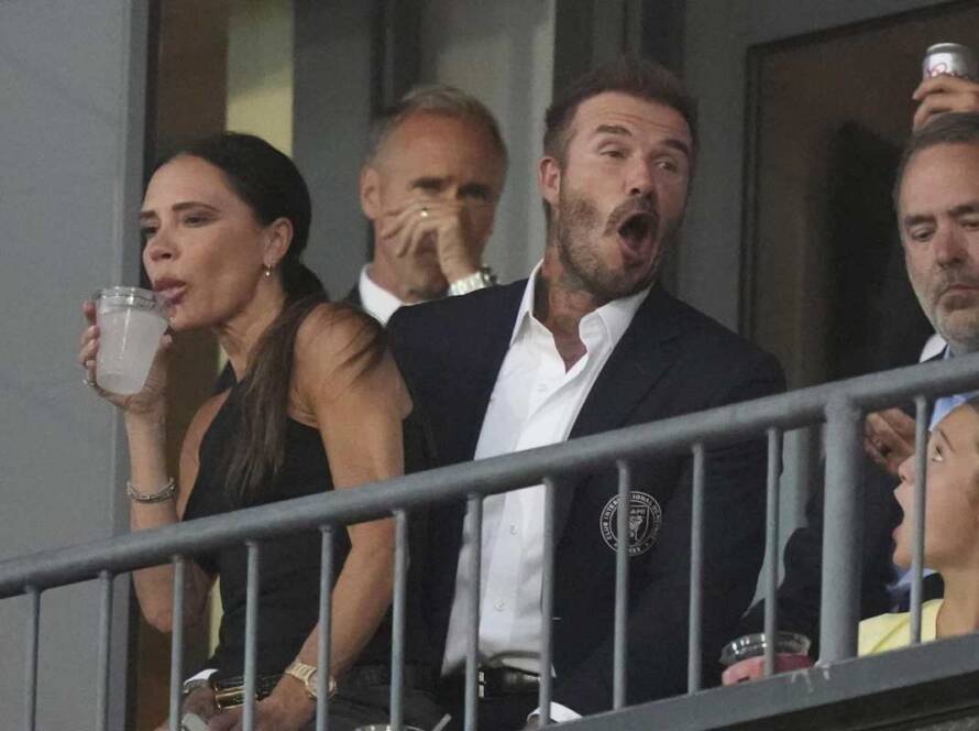Beckham con la moglie allo stadio