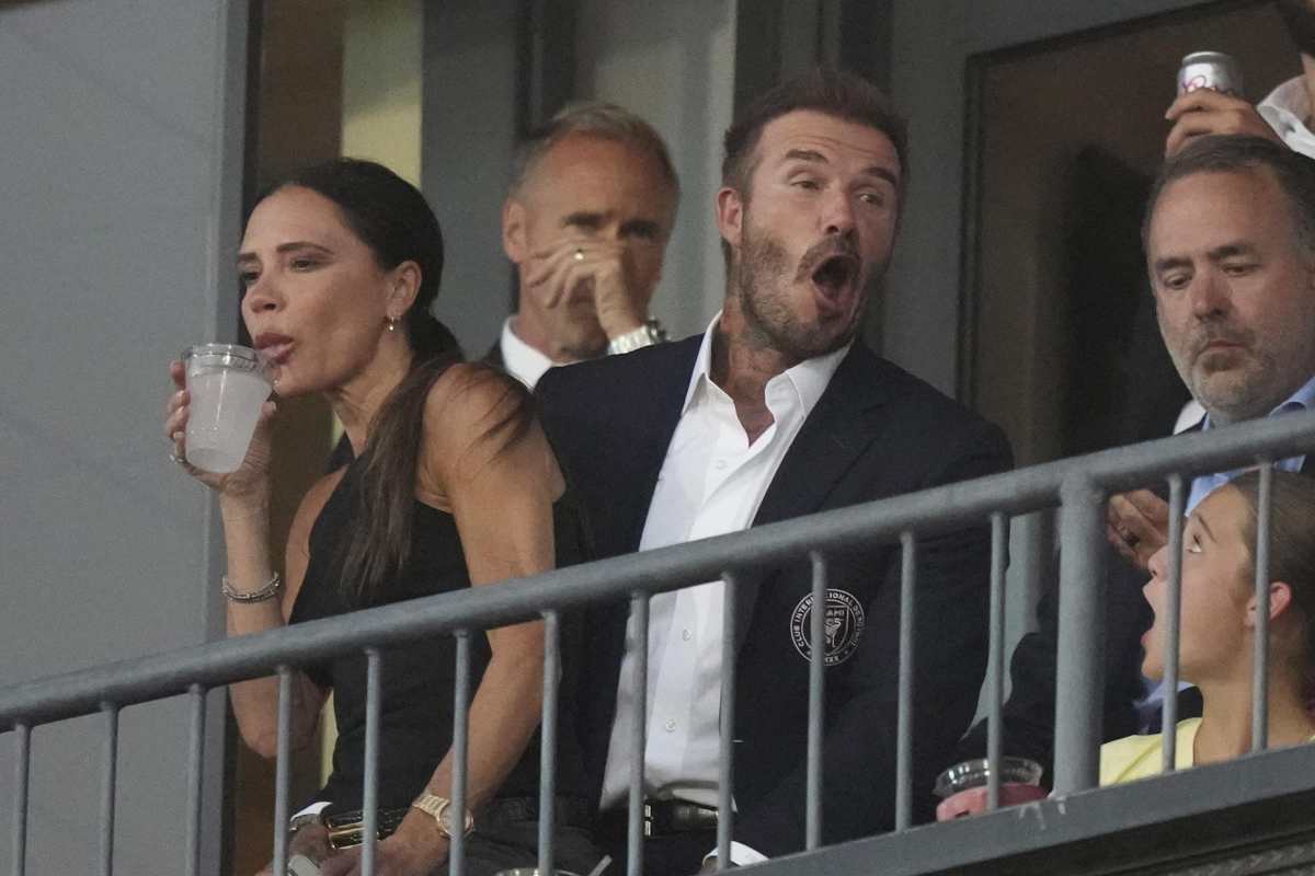 Beckham con la moglie allo stadio