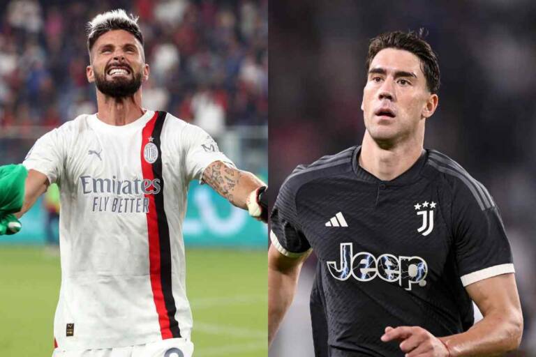 Collage Giroud e Vlahovic