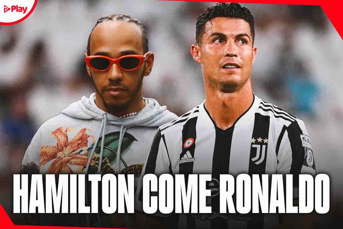 Ferrari Juve Lewis Hamilton e Cristiano Ronaldo. (ansa-tvplay) 20240202