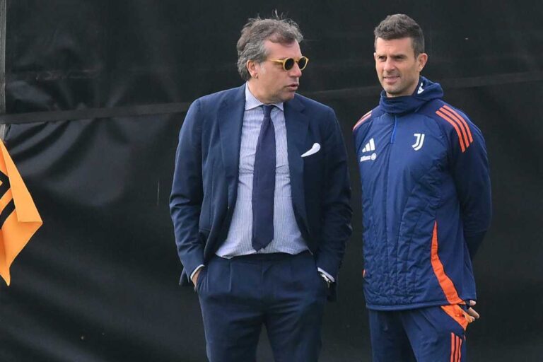 Giuntoli e Motta assistono all'allenamento