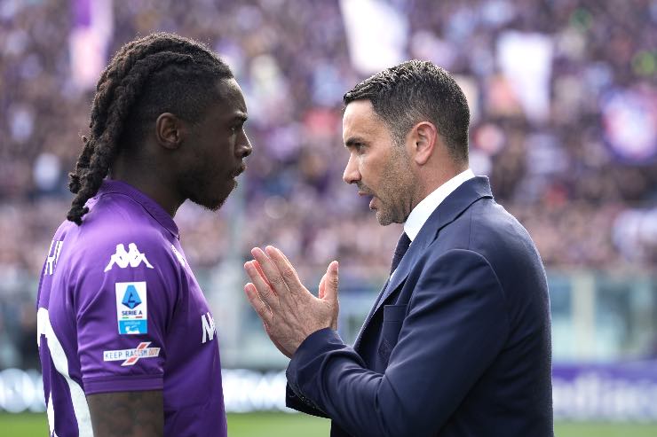 Kean a collquio con Palladino durante la partita