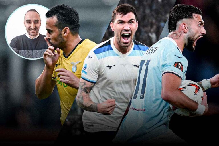 Giocatori della Lazio e Paolo Colantoni responsabile editoriale de LaLazio.com