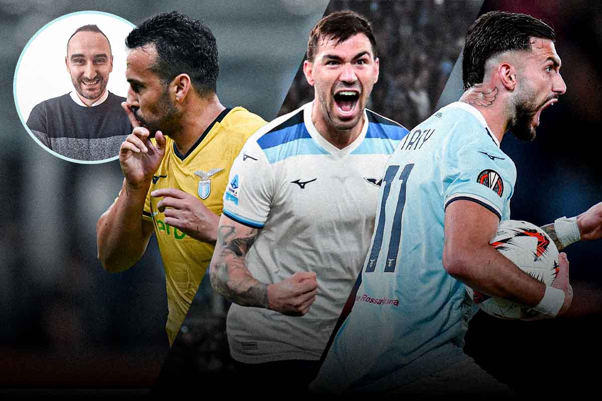 Giocatori della Lazio e Paolo Colantoni responsabile editoriale de LaLazio.com