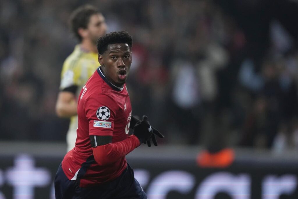 David esulta dopo un gol col Lille
