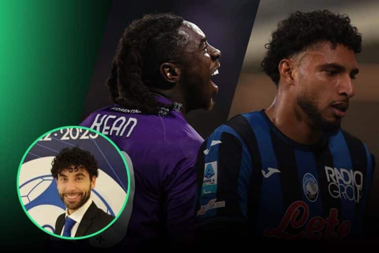 Giocatori in campo e in basso il giornalista Maurizio Russo di Calciomercato.it