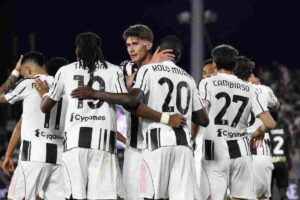 I giocatori della Juve in gruppo
