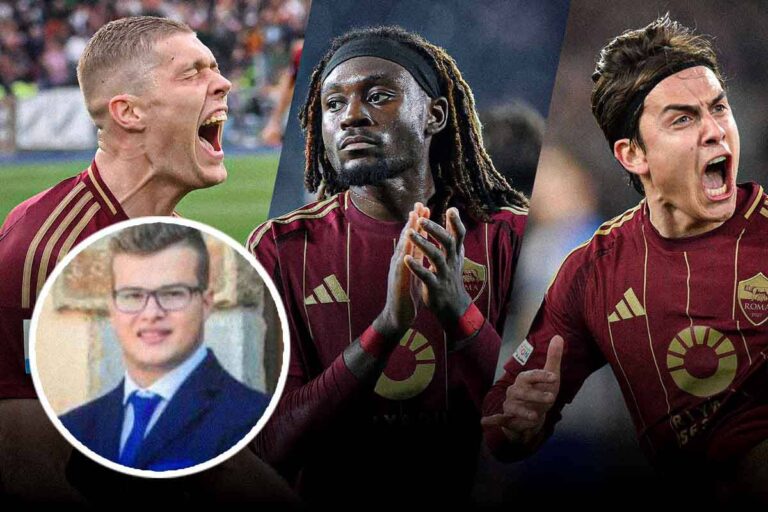 Giocatori e il giornalista Raffaele Bene di AsRomaLive.it