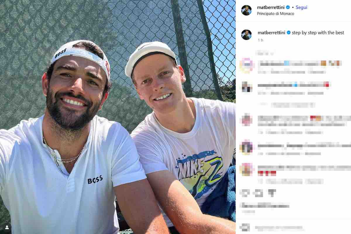 Selfie tra Berrettini e Sinner pubblicato su Instagram