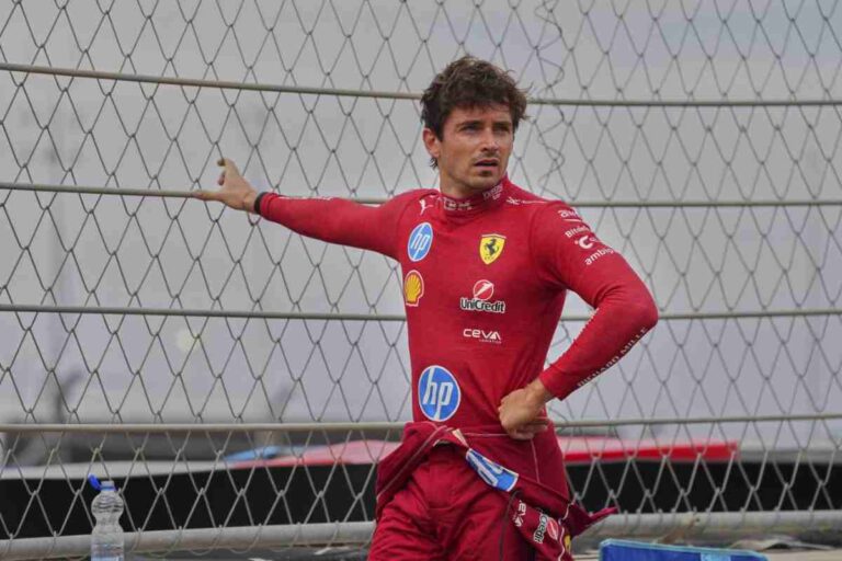 Leclerc appoggiato alla rete